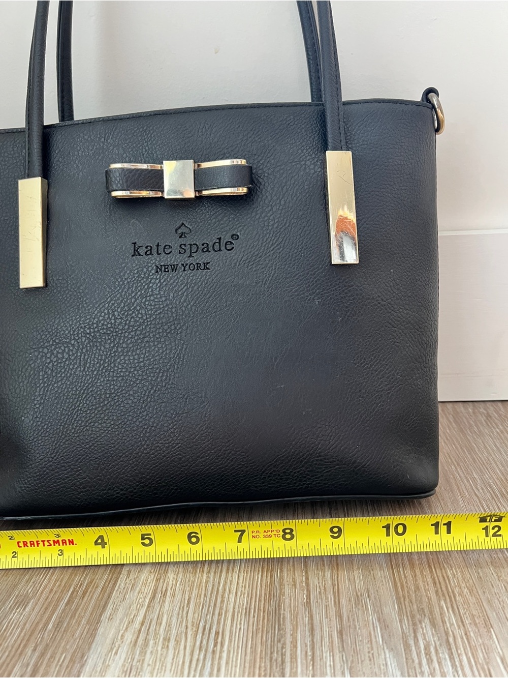 Kate Spade New York Black Bow Tote Shoulder Bag Gold Hardware - Picture 5 of 9